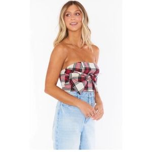 Show Me Your MuMu Bow Top in Winter Plaid